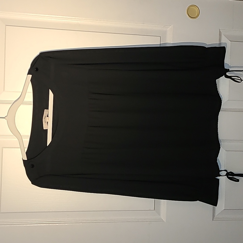 LOFT drawstring hemline, long-sleeve blouse